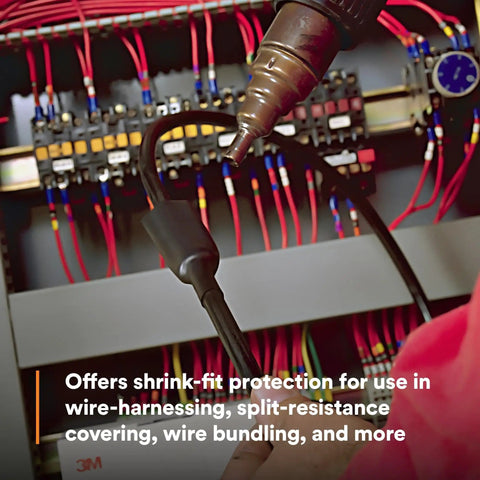 Applying Heat Shrink Thin Wall Tubing Assortment Pack around wires for insulation in electrical panel
