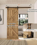 Heavy Duty Sliding Barn Door Hardware Kit With 72 Inch Rail System, Adjustable U Shape Floor Guide, Wall Mount Rail, Splicing Track, For Interior Doors Up To 260 Lbs, Built Tough Aluminum, Rust And Water Resistant installed view