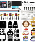 Bipedal Robot Kit For Teens And Adults ESP32 Arduino Based STEM Coding Toy DIY Robotics Project For Ages 12 To 16 Hands On Learning Electronics Programming And Engineering With Easy Assembly, parts laid out