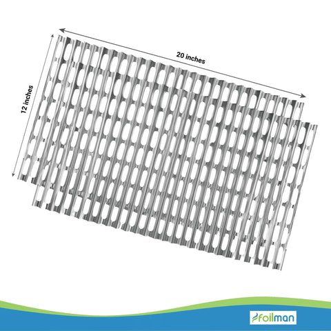 Heavy Duty Disposable Aluminum Grill Liners 12 x 20 Inch Nonstick Sheets For BBQ Protect Grates From Grease Promote Even Heat Distribution