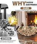Comparison of 40 Inch Diameter Sector Firewood Rack Storage Built From 0.8Mm Thick Galvanized Steel With Wave Pattern And Four Stable Feet Heavy Duty Black Coated For Indoor Outdoor Wood Storage On Patio Or Deck Built To Last, showing organized logs on right and messy logs on the left