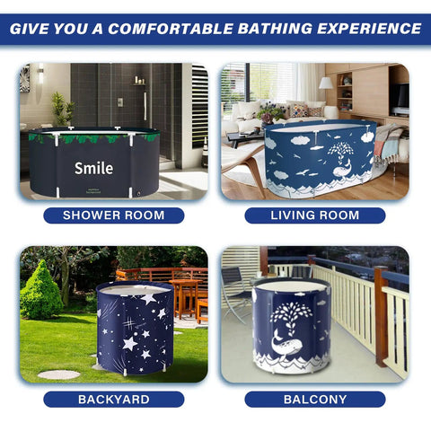 Foldable Portable Bathtub For Small Bathrooms And Shower Stalls Eco Friendly Soaking Tub With Thermal Foam Keeps Water Warm