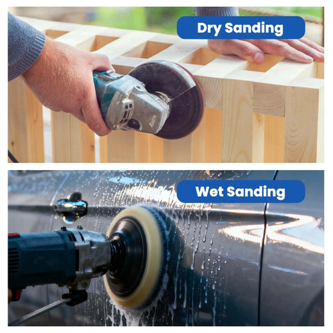 "5 Inch Wet Dry Sanding Discs Set With Hook And Loop Foam Backing Pad 51 Pieces Waterproof Silicon Carbide used on wood and car"