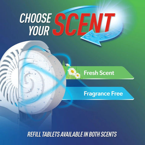 Image showing options for fresh scent and fragrance free tabs for the Fragrance Free Drop In Tabs 4 Pack 15.8 Oz Refill Moisture Absorber.