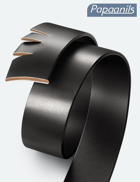 Black Leather Belt For Men 2 Pack Genuine Full Grain Leather Casual Belts For Jeans And Dresswear One Point Five Inch Wide No Fillers No Bonding Durable Edge Color Process And Thick Buckle