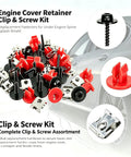30 Piece Splash Shield Fastener Kit With T30 Torx Screws And Clips For Engine Underbody Panels Durable Nylon And Metal Construction With U Nut Clips To Prevent Loosening On Rough Roads, red and black clips, screws, and U-nut fasteners