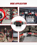 100A Inline Circuit Breaker With No Fuss Manual Reset For 12 To 24V DC Systems, Rugged Fuse Holder, Push Button Reset, Auto Protection For Cars Boats ATVs And Off Road Gear installed in vehicle wiring