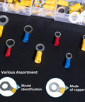 14 Size Insulated Ring Terminal Kit With Stud Sizes One Quarter And Five Sixteenths, Copper Tin Plated Eyelet Terminals