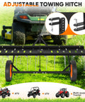 48 Inch Tow Behind Dethatcher With 20 Spring Steel Tines And Two Independent Rows Of Flexing Tines For Fast Yard Grooming, Lawn Sweeper And Garden Aerator Attachment For Riding Mowers, Adjustable Hitch