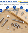 25 pcs M6 1x12mm 304 stainless steel flanged button head socket cap screws kit for automotive repairs and furniture assembly