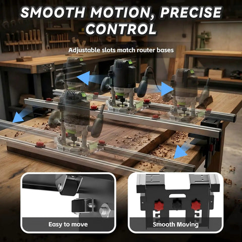 47.2 Inch Router Sled For Flattening Slabs With 3 Axis Height Adjustment, Slab Flattening Jig For Woodworking in action on workbench