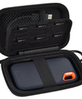 Open hard shell SSD case for SanDisk Extreme Portable SSD old and new models and Extreme PRO, with card pocket and SSD inside.