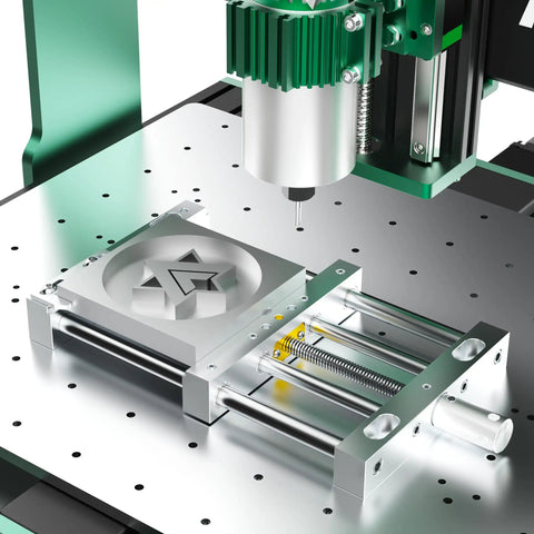 CNC Router Beefy High-Precision Aluminum Vise Bench Clamp For Milling And Machining, 150mm Wide, 186mm Clamping Range, Heavy-Duty Aluminum Construction, All-Make Compatibility on CNC router bed