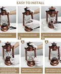 Step-by-step assembly of Industrial Rustic Lantern Table Lamp With Old Fashioned Oil Lamp Vibe, demonstrating installation process.