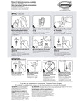 Instructions for applying and removing Medium White Spring Clip With Three Strips For Damage Free Hanging, showing step-by-step guide.