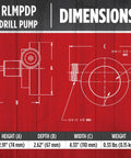 Dimensions diagram of Drill Powered Transfer Pump For Quick Liquid Moves, 154 GPH Black, showing height, depth, width, and weight.