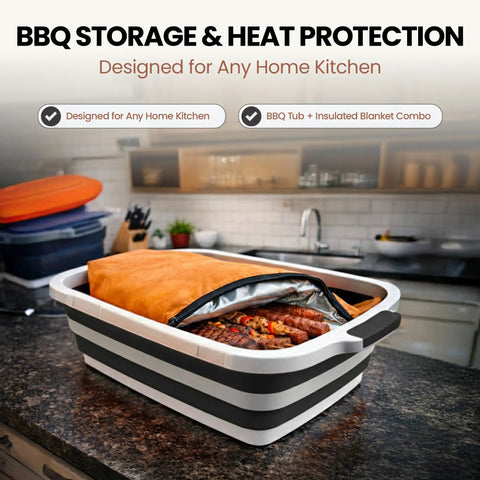 Grab And Go BBQ Prep Tub With Blanket 16L Collapsible Dish Basin and Cutting Board with Lid for Meal Prep Marinating Grilling