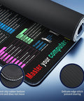 Close-up of Cheat Sheet Desk Pad with Excel and Word Shortcuts, large waterproof anti slip surface, edge stitching detail