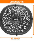Vortex 7 Qt Air Fryer Replacement Grill Pan Set For Power XL Vortex showing dimensions of 10.3 x 9.5 inch crisper plate