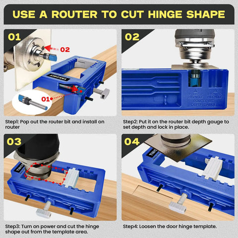 Blue Door Hinge Jig Router Template For Quick DIY Installations Fits 3 To 5 Inch Hinges With Square Or Round Mortises