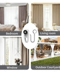 Heavy Duty Pulley And S Hook Set For Double Curtain Track Ceiling Mounted Upgraded White Rail System For Bedroom, Office, Study, Outdoor Courtyard And RV 48 Piece Set in bedroom and patio