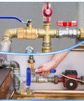 Two Pack Three Quarter Inch Brass Ball Valves With Female NPT To Male NPT Threads installed on pipeline