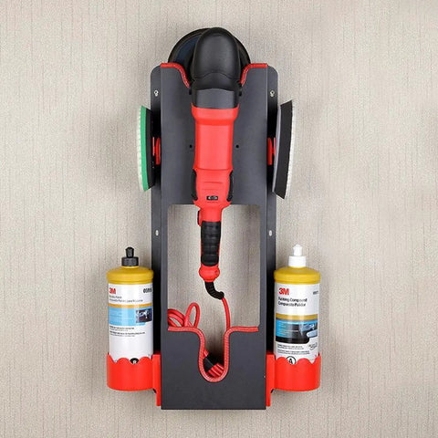 Polishing Buffer Holder Wall Mount For Rotary Polisher And Detail Tools, Cold Rolled Steel with Red Leather Edge, organizing tools