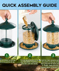 Weatherproof Metal Bird Feeder Outdoors With 360 Degree Feeding Tray Squirrel Resistant Design And Hanging Capability Green Holds 2 Lb Seeds Built Tough To Handle The Elements