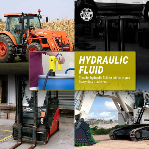 Rugged Telescopic Electric Gasoline Transfer Pump Pushes 4 2 Gpm Through A Rock Solid Flow Control Nozzle in action moving hydraulic fluid.