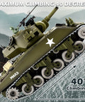 1 To 18 Scale RC M4A3 Sherman Tank With Alloy Tracks, BB Firing Action climbing 40-degree slope outdoors