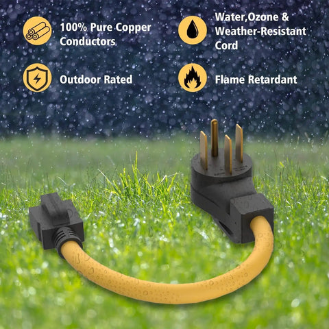 Heavy Duty Nema 14-50P To 6-20R Adapter With 4 Prong Male Plug 250 Volt 50 Amp To 20 Amp Converter For Generator Hookups with pure copper conductors