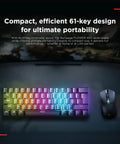 Dope Compact Mech Keyboard For Gaming And Work, 60 Percent Layout With 62 Keys, Crisp Blue Switches, Led Backlight, Anti Ghosting, Straight Up Reliable Usb Plug And Play Rig on a desk.