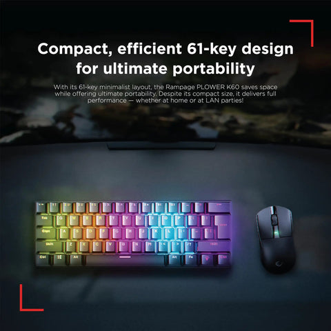 Dope Compact Mech Keyboard For Gaming And Work, 60 Percent Layout With 62 Keys, Crisp Blue Switches, Led Backlight, Anti Ghosting, Straight Up Reliable Usb Plug And Play Rig on a desk.