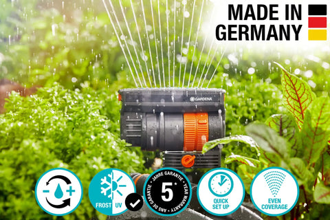 ZoomMaxx Adjustable Sprinkler With Built In Timer And Weighted Base Delivers Precise Watering For 96 To 2300 Sq Ft