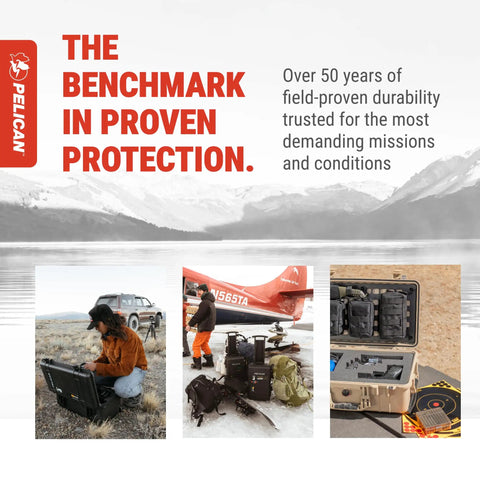 1650 Hard Case With Customizable Pick N Pluck Foam in rugged outdoor use, showcasing durability and storage for travel gear.