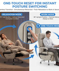 Dual Motor Executive Reclining Office Chair With Footrest And Massage Lumbar Support showing posture switching modes