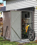 4x6 Ft Lean To Shed With Sloped Roof, Metal Storage Shed With Lockable Doors, Outdoor Bike And Yard Gear Organizer For Backyard