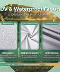 UV and waterproof fabric details with PU2000mm waterproof, 210D Oxford cloth, and UV protection suitable for 10x20 Ft Pop Up Canopy Tent