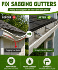 Comparison of sagging vs fixed gutters using Five Inch Gutter Hangers Kit, 25 Pack Heavy Duty Hidden Brackets With Pre Inserted Screws