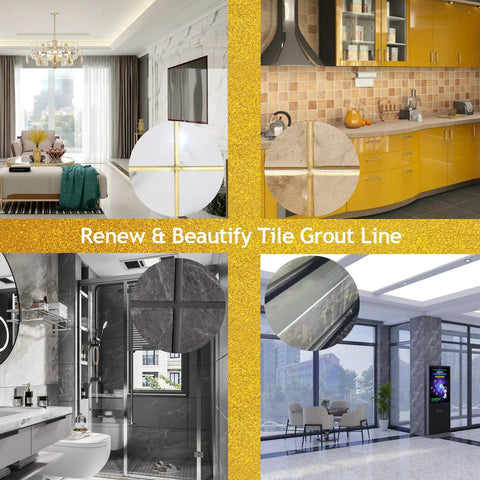 Epoxy Grout Glittering Gold Dual Tubes Waterproof Tile Grout 19oz 400ml for shower bathroom kitchen no mixer needed