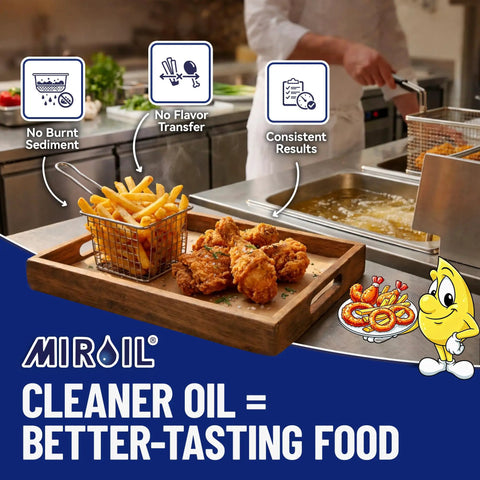 Heavy Duty Fryer Oil Filter Bags Keep Kitchen Gunk Out And Stretch Your Fry Oil Supply With Smooth Pulling Micro Mesh Strainers For Regular Deep Frying Tasks, showing fried chicken and fries.