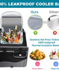 Trunk Organizer With Cooler For Cars showing open insulated section with drinks on ice, highlighting leakproof design.