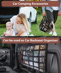 Upgrade Car Ceiling Cargo Net Pocket 31.5x21.6 used as backseat organizer and carried by man next to car with mother and baby.