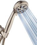 High Pressure 6 Setting Brushed Nickel Handheld Shower Head With Stainless Steel Hose Built To Last Powerful Water Flow