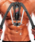 Upgrade Your Home Gym With This Yes4All Twister Arm Exerciser Adjustable 22 To 440 Lbs with a muscular user showing chest expansion.