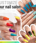 Colorful nail art designs showcasing Gel Polish Kit With Base And Top Gels 112 Piece Set Featuring 108 Vibrant Colors.