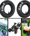Two Pack Heavy Duty 13x5.00-6 Inner Tubes With TR13 Straight Valve alongside wheelbarrow, go-kart, and garden cart examples