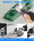 Front view of 20-piece diamond cutting discs kit for Dremel; 22mm blades with mandrels, shown for quartz, ceramic tiles, stone, glass.