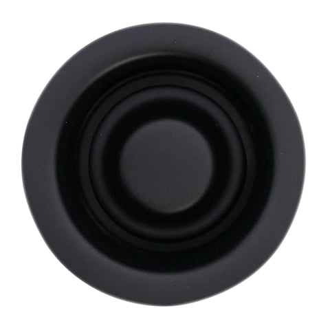 Top view of Post Style Kitchen Basket Strainer With Waste Disposal Flange And Stopper In Matte Black Pro Grade Built To Last