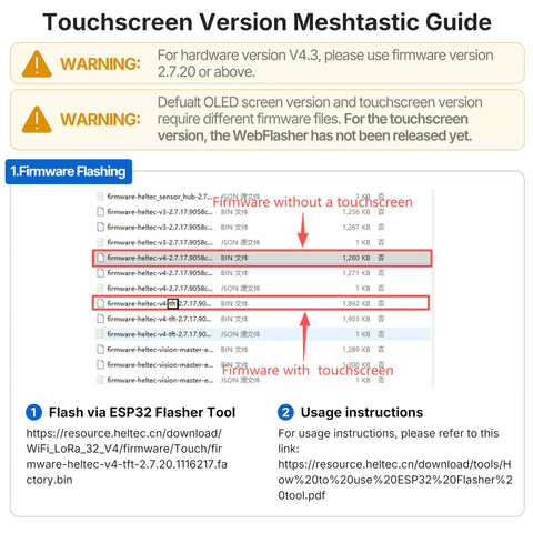 Touchscreen Version Meshtastic Guide with firmware flashing instructions for ESP32 LoRa V4 Development Board With Touch Screen Sensor Kit BME280 ESP32 S3 SX1262 All In One Environmental Monitoring Kit For Meshtastic Node And IoT Wireless